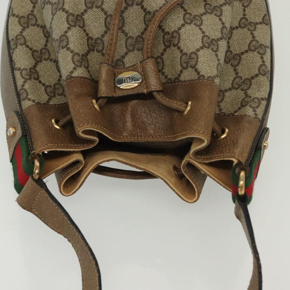 GUCCI GG Supreme Web Sherry Line Shoulder Bag PVC Beige 14 02 034 Auth 137535