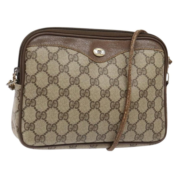 GUCCI GG Supreme Shoulder Bag PVC Beige Gold 114291 Auth 137544