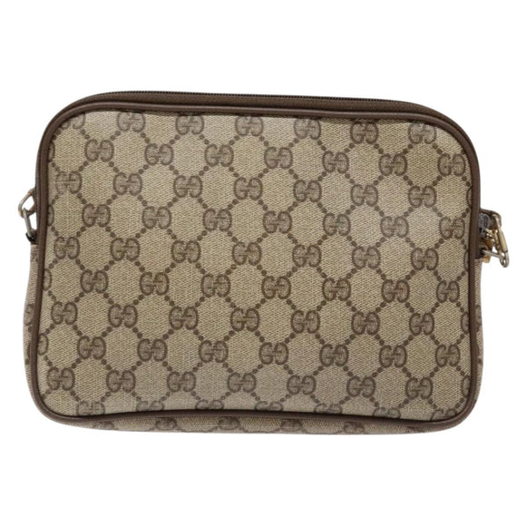 GUCCI GG Supreme Shoulder Bag PVC Beige Gold 114291 Auth 137544