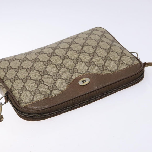 GUCCI GG Supreme Shoulder Bag PVC Beige Gold 114291 Auth 137544