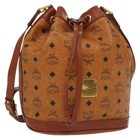 MCM Logogram Vicetos Shoulder Bag PVC Leather Brown Gold Auth 137547