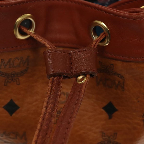 MCM Logogram Vicetos Shoulder Bag PVC Leather Brown Gold Auth 137547