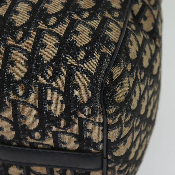 Christian Dior Trotter Canvas Hand Bag Navy Silver Auth 137549