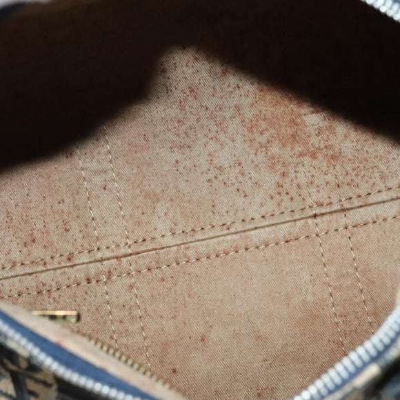 Christian Dior Trotter Canvas Hand Bag Navy Silver Auth 137549