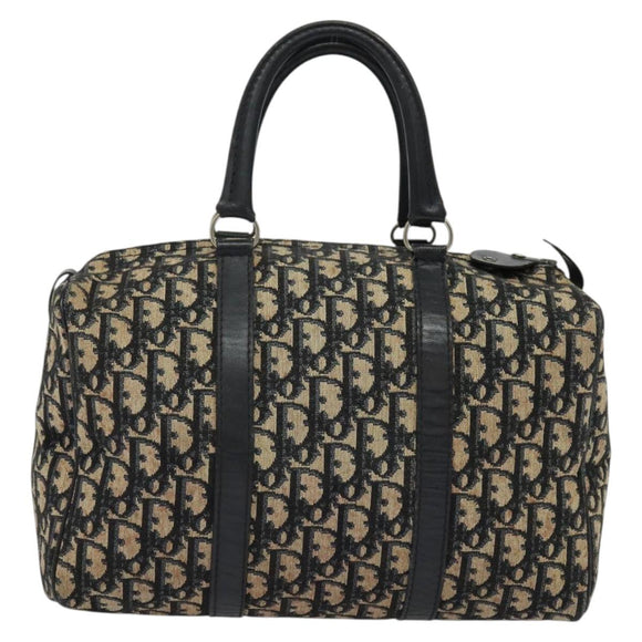 Christian Dior Trotter Canvas Hand Bag Navy Silver Auth 137549