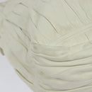 PRADA Gathered Shoulder Bag Leather White Gold Auth 137551-15