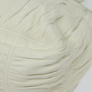 PRADA Gathered Shoulder Bag Leather White Gold Auth 137551-16