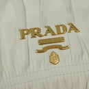 PRADA Gathered Shoulder Bag Leather White Gold Auth 137551-17