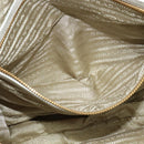 PRADA Gathered Shoulder Bag Leather White Gold Auth 137551-22