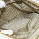 PRADA Gathered Shoulder Bag Leather White Gold Auth 137551-23