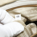 PRADA Gathered Shoulder Bag Leather White Gold Auth 137551-11