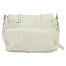 PRADA Gathered Shoulder Bag Leather White Gold Auth 137551-2