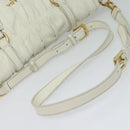 PRADA Gathered Shoulder Bag Leather White Gold Auth 137551-7