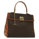 CELINE Macadam Canvas Hand Bag PVC Leather Brown Gold Auth 137553-1