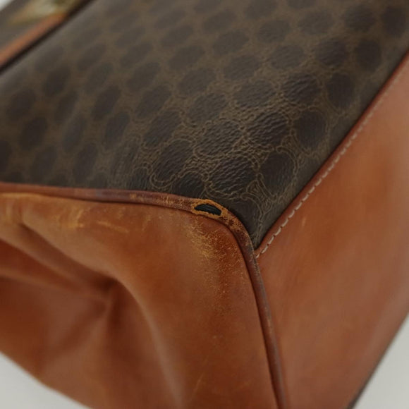 CELINE Macadam Canvas Hand Bag PVC Leather Brown Gold Auth 137553