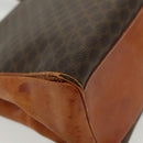 CELINE Macadam Canvas Hand Bag PVC Leather Brown Gold Auth 137553-12