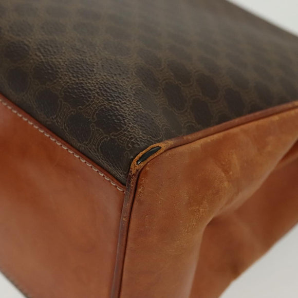 CELINE Macadam Canvas Hand Bag PVC Leather Brown Gold Auth 137553