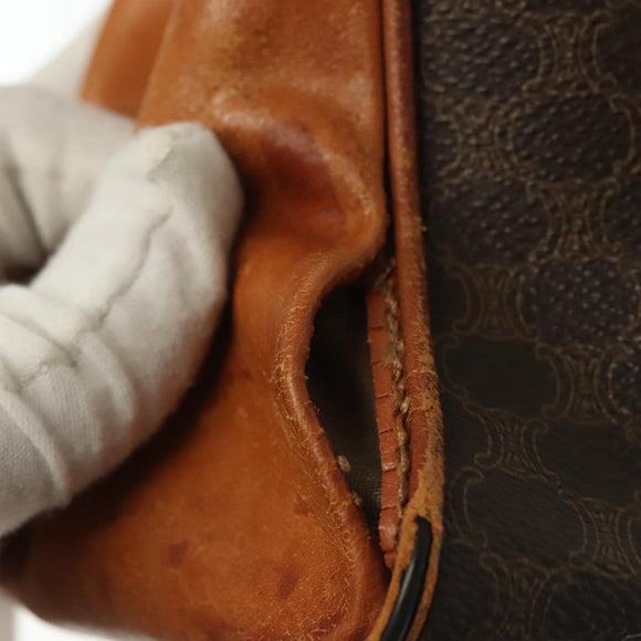 CELINE Macadam Canvas Hand Bag PVC Leather Brown Gold Auth 137553