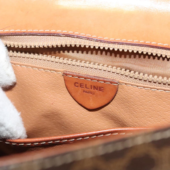 CELINE Macadam Canvas Hand Bag PVC Leather Brown Gold Auth 137553