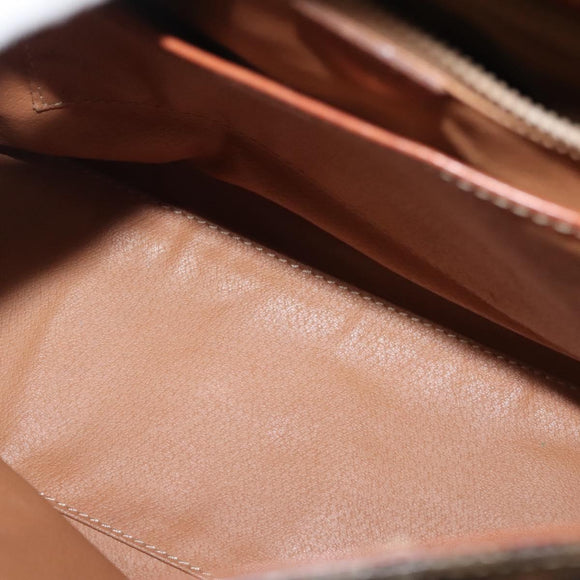 CELINE Macadam Canvas Hand Bag PVC Leather Brown Gold Auth 137553