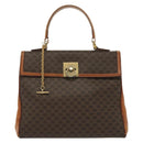 CELINE Macadam Canvas Hand Bag PVC Leather Brown Gold Auth 137553-2