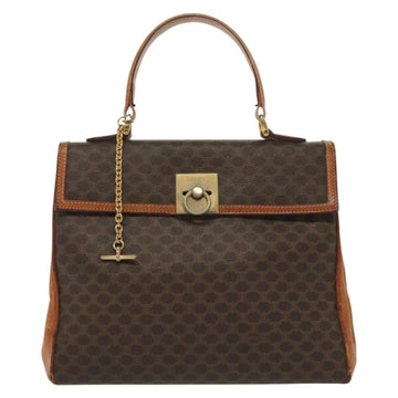 CELINE Macadam Canvas Hand Bag PVC Leather Brown Gold Auth 137553 - 0