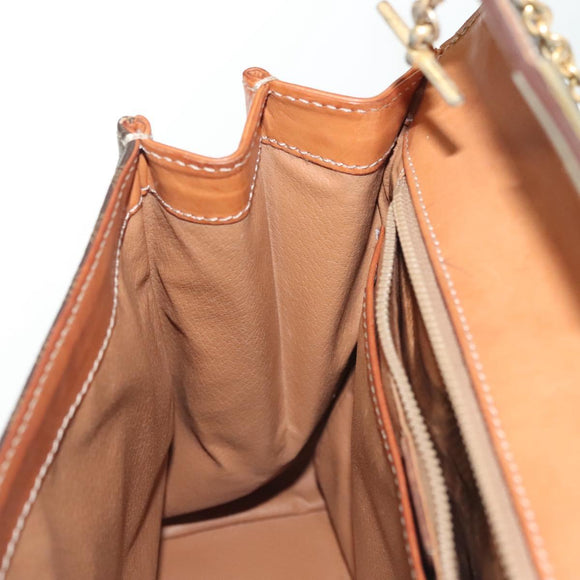 CELINE Macadam Canvas Hand Bag PVC Leather Brown Gold Auth 137553