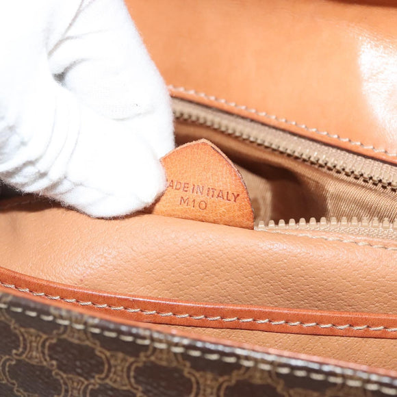 CELINE Macadam Canvas Hand Bag PVC Leather Brown Gold Auth 137553