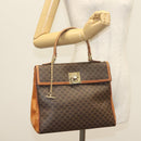 CELINE Macadam Canvas Hand Bag PVC Leather Brown Gold Auth 137553-24