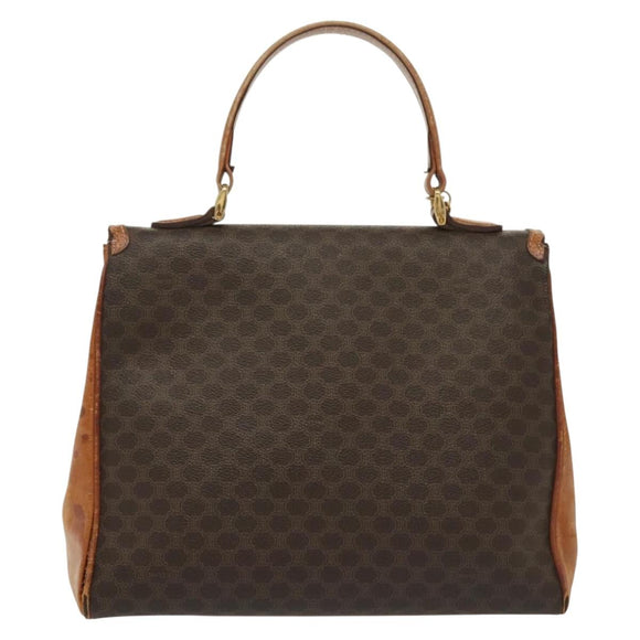CELINE Macadam Canvas Hand Bag PVC Leather Brown Gold Auth 137553