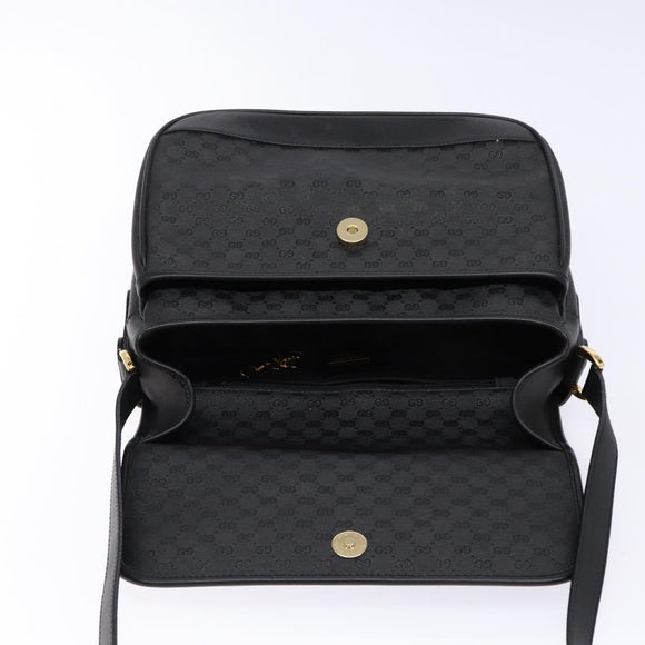 GUCCI Micro GG Supreme Shoulder Bag PVC Black Gold 001 14 0925 Auth 137566