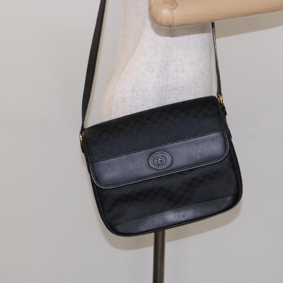 GUCCI Micro GG Supreme Shoulder Bag PVC Black Gold 001 14 0925 Auth 137566