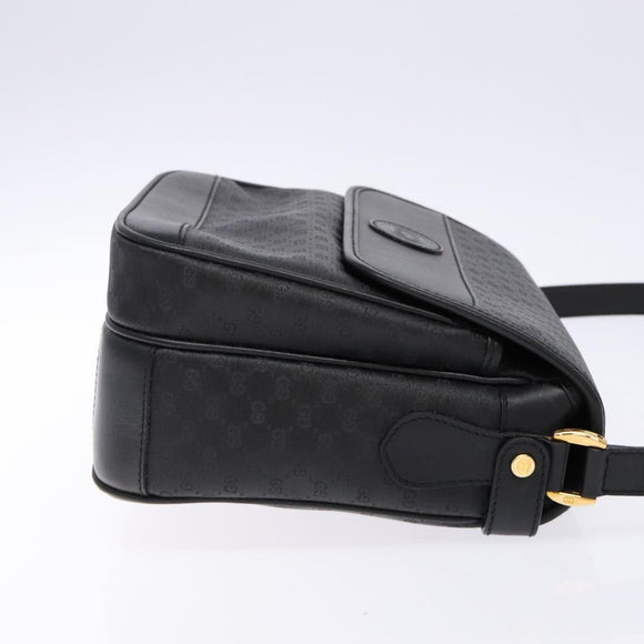 GUCCI Micro GG Supreme Shoulder Bag PVC Black Gold 001 14 0925 Auth 137566
