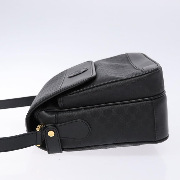 GUCCI Micro GG Supreme Shoulder Bag PVC Black Gold 001 14 0925 Auth 137566