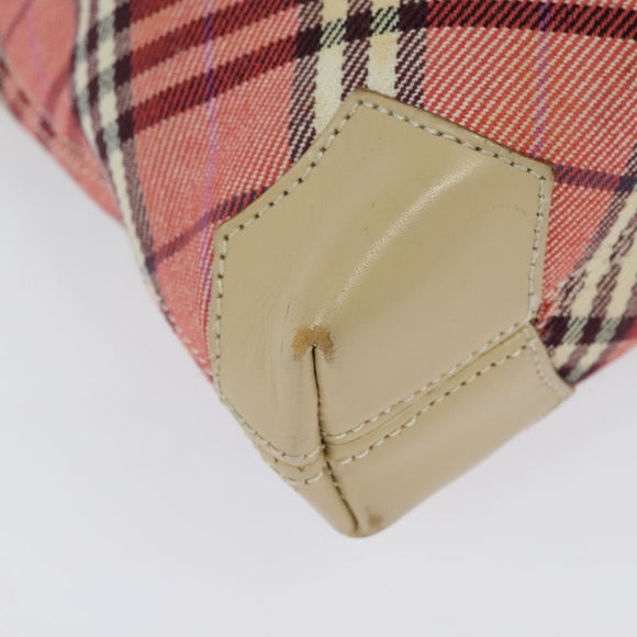 BURBERRY Nova Check Blue Label Shoulder Bag Canvas Leather Pink Auth 137567