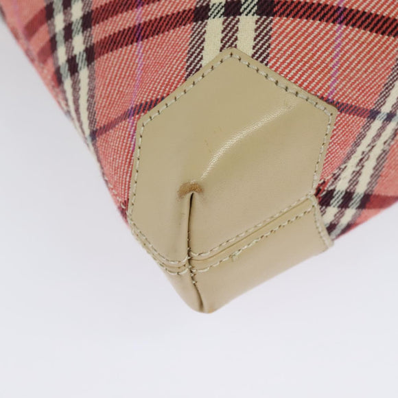 BURBERRY Nova Check Blue Label Shoulder Bag Canvas Leather Pink Auth 137567