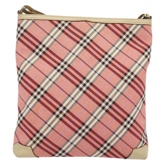 BURBERRY Nova Check Blue Label Shoulder Bag Canvas Leather Pink Auth 137567