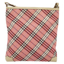 BURBERRY Nova Check Blue Label Shoulder Bag Canvas Leather Pink Auth 137567-2