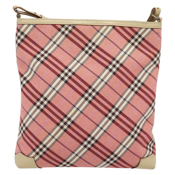 BURBERRY Nova Check Blue Label Shoulder Bag Canvas Leather Pink Auth 137567 - 0