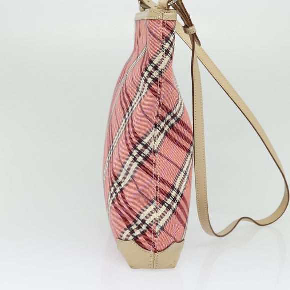 BURBERRY Nova Check Blue Label Shoulder Bag Canvas Leather Pink Auth 137567