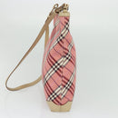 BURBERRY Nova Check Blue Label Shoulder Bag Canvas Leather Pink Auth 137567-4