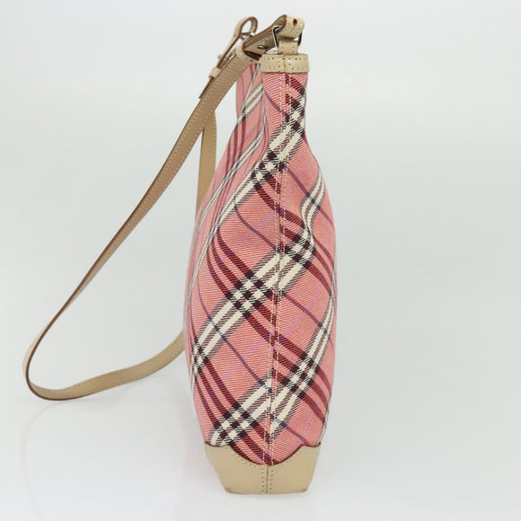 BURBERRY Nova Check Blue Label Shoulder Bag Canvas Leather Pink Auth 137567
