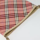 BURBERRY Nova Check Blue Label Shoulder Bag Canvas Leather Pink Auth 137567-6