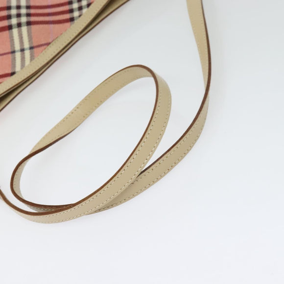 BURBERRY Nova Check Blue Label Shoulder Bag Canvas Leather Pink Auth 137567