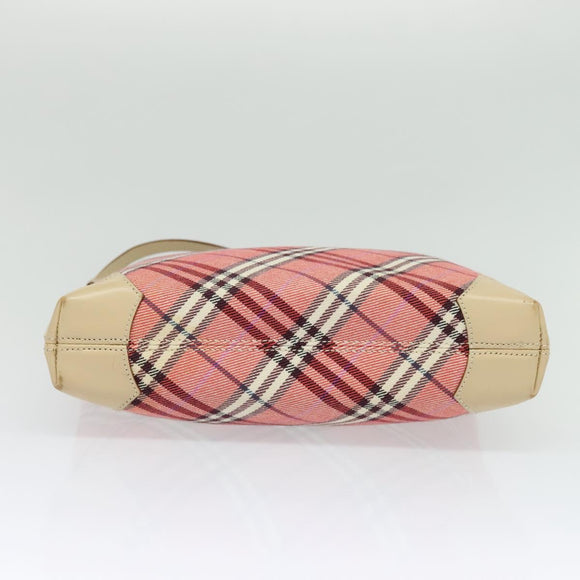 BURBERRY Nova Check Blue Label Shoulder Bag Canvas Leather Pink Auth 137567
