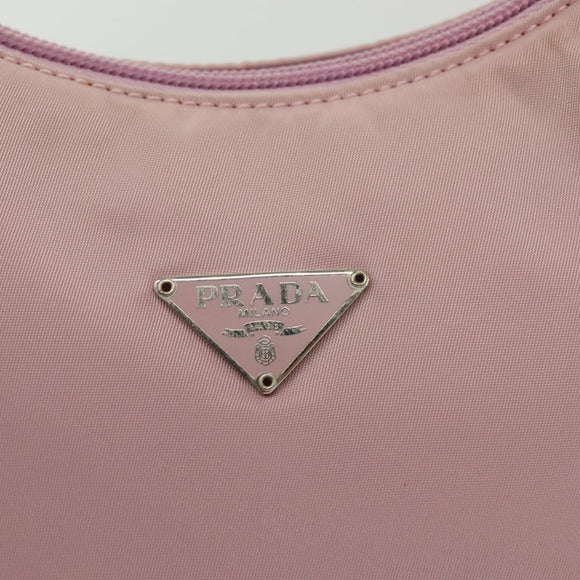 PRADA Accessory Pouch Nylon Pink Silver Auth 137568