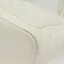 CHANEL Matelasse Reprint Tote Bag Caviar Skin White CC Auth 137578-16