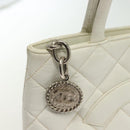 CHANEL Matelasse Reprint Tote Bag Caviar Skin White CC Auth 137578-10