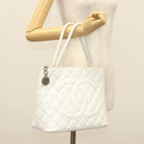 CHANEL Matelasse Reprint Tote Bag Caviar Skin White CC Auth 137578-21