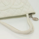 CHANEL Matelasse Reprint Tote Bag Caviar Skin White CC Auth 137578-7
